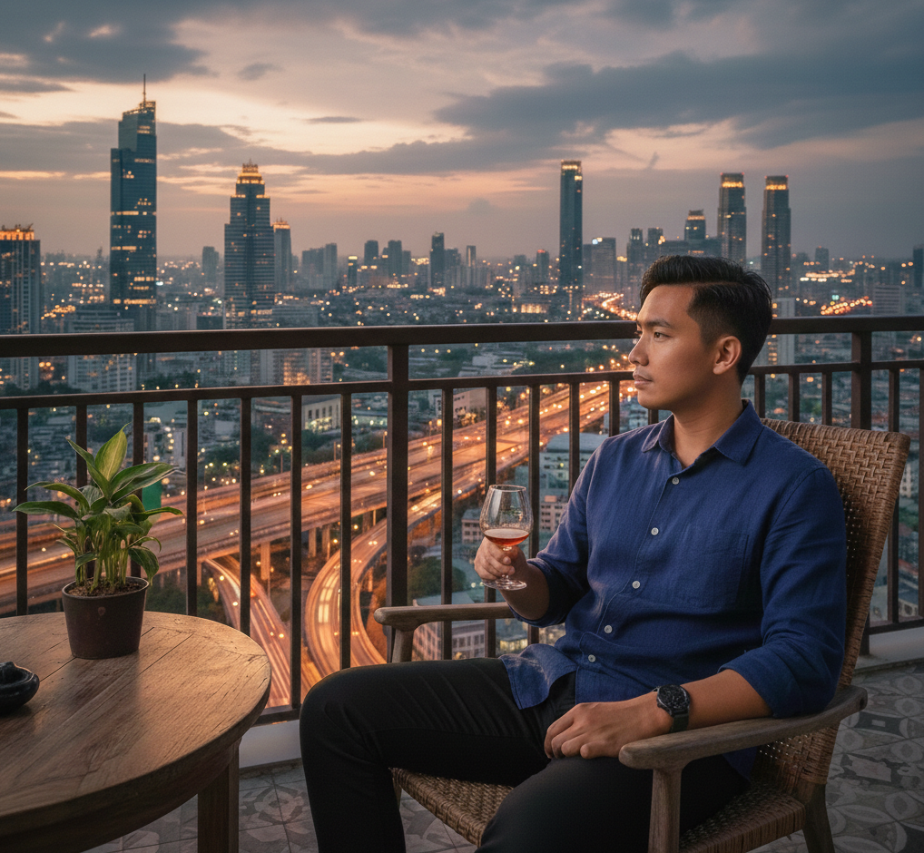 Campari_Man drinking cognac